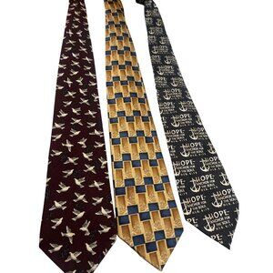 Set Of 3 Mens Neckties Featuring Religious Geometric And Dove Prints By Free Tie